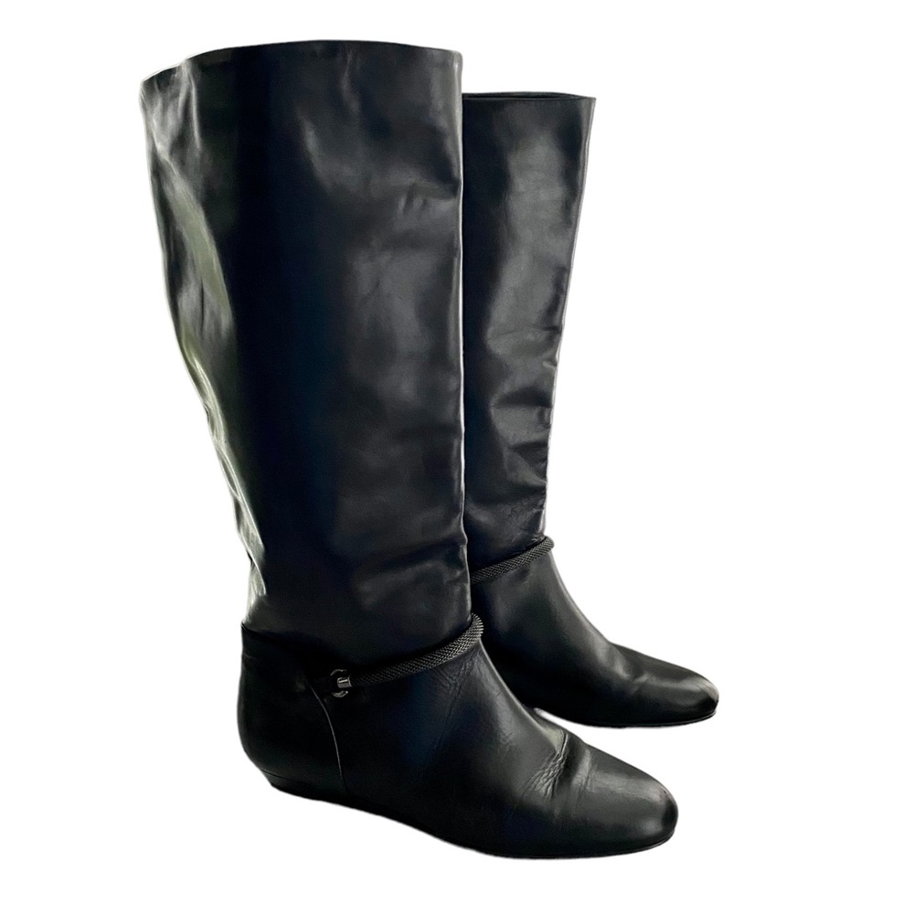 Migliorini Italy Black Leather Riding Boots Size 9